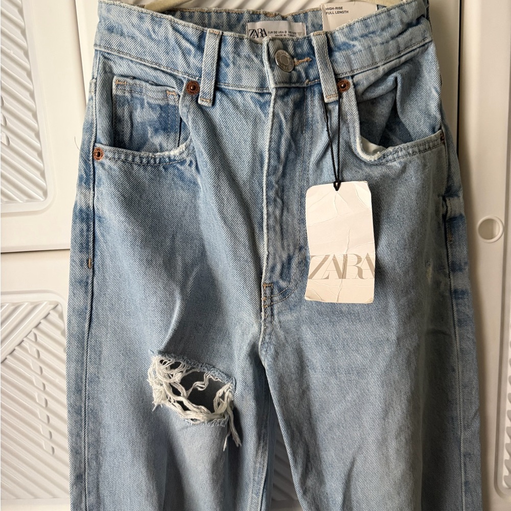 ZARA Ripped Wide Leg Jeans - Picture 8 of 16